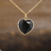 Collier Coeur en Agate Noire | Lithothérapie Stéphanie
